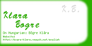 klara bogre business card